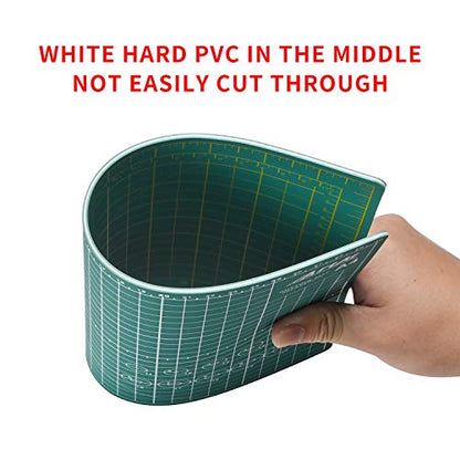 ArtAt Self Healing Cutting Mat: 9"x12" Non-Slip PVC Double Sided 5-Ply A4 Art Craft Rotating Mat, Rotary Cutting Mat for Quilting, Sewing Crafts Hobby Fabric Precision Scrapbooking Project Green - color: Green, size: 12"L x 9"W