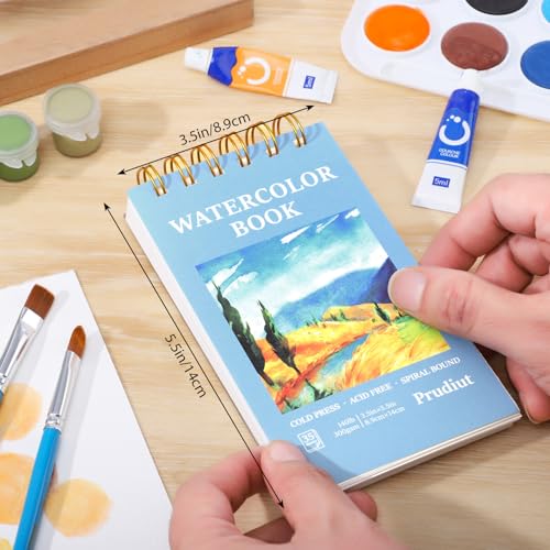 35 Sheets Watercolor Paper Pad 3.5 x 5.5 in, 140 Lb Cold Press | Spiral Bound, 300 Gsm Paper, Good Absorption, Tear-Out Pages, for Watercolor, Sketching and Mixed Media - size: 3.5x5.5 Inch