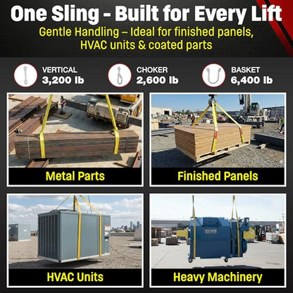 DD Sling 1 Inch x 14 Foot Nylon Lifting Sling – USA Made, 3,200 lb Vertical, 2,600 lb Choker, 6,400 lb Basket – 2-Ply Heavy Duty 900 Webbing, Type 4 Twisted Eye & Eye Rigging Sling - size: 1 in x 14 ft