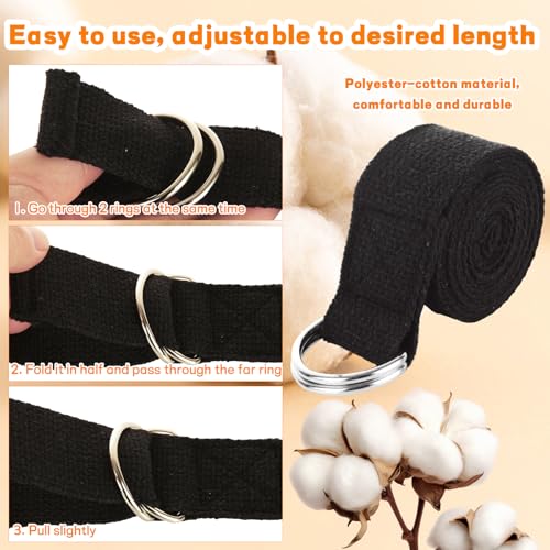 LANIAKEA 24PCS Yoga Strap for Stretching 6ft Exercise Adjustable Straps Yoga Belt with Adjustable D Ring Buckle for Pilates Gym Workouts Fitness Improves Sitting Posture