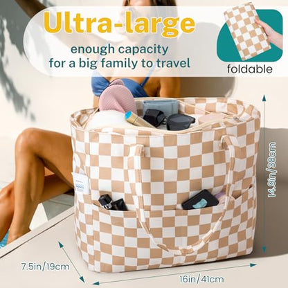 Iioscre Beach Bag for Women, Causal Hobo Handbags with Zipper Inner Pocket - color: Brown