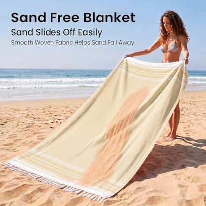 Yongoes Turkish Beach Towel Blanket Oversized 82x88 Camel Boho - color: Camel, size: Extra Large 82"x88"（208x224cm）