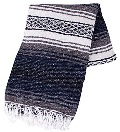 Canyon Creek Authentic Mexican Yoga Falsa Blanket (Dark Blue) - color: Dark Blue