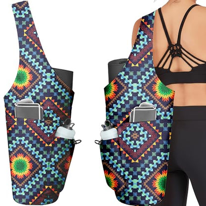 Yoga Bag for Women, Large Yoga Mat Bag Tote Carrier with Wet Dry Pocket | Water Bottle Holder & Adjustable Strap, Fits 1/2" Thick Yoga Mat for Gym, Pilates, Travel, Work - color: YOGA-01