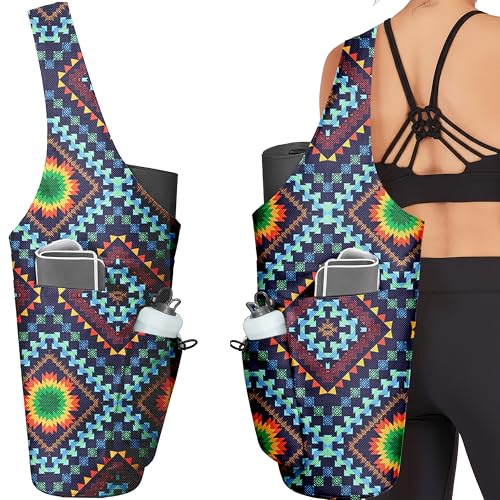 Yoga Bag for Women, Large Yoga Mat Bag Tote Carrier with Wet Dry Pocket | Water Bottle Holder & Adjustable Strap, Fits 1/2" Thick Yoga Mat for Gym, Pilates, Travel, Work - color: YOGA-01