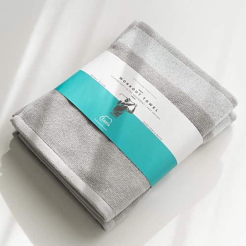 Luzia Striped Workout Towel for Sweat (Pack of 2) - Premium Quality 100% Turkish Cotton - Lightweight and Super Absorbent for Exercise, Sports, Workout, Fitness, Gym, Yoga, Running (Gray) - color: Quiet Gray - White, size: Set of 2