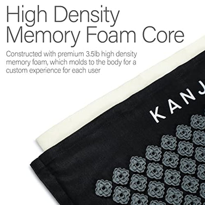 Kanjo Acupressure Mat and Pillow Set for Back Pain Relief & Neck Pain Relief, with Pressure Points for Muscle Pain Relief with Travel Bag - Black XL - color: XL Onyx
