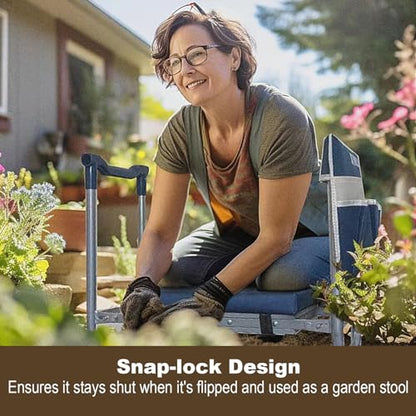 Aimerla K5 Foldable Kneeler Seat - Heavy Duty (Detachable Cloud Kneeler Pad) - Garden Stool - 2 Large Tool Bags - Portable Bench for Indoor & Outdoor - size: K5-Brown