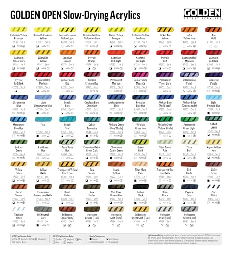 GOLDEN OPEN Slow-Drying Acrylics, Bismuth Vanadate Yellow, 5 fl oz. tube, Professional Acrylic Paint, Semi-Opaque - color: Bismuth Vanadate Yellow, size: 5 Fl Oz (Pack of 1)