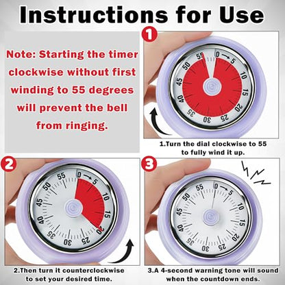 60-Minute Magnetic Visual Timer, Silent Operation and No Battery Needed, Time Management Tools for Kitchen, Homeschool Desk, Office Meetings & Home Learning Timer (Purple) - color: Purple
