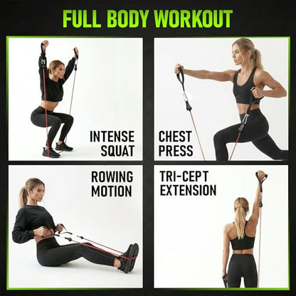 Resistance Bands with Handles Set of 5 (10–50 lbs), Home Gym Workout Kit