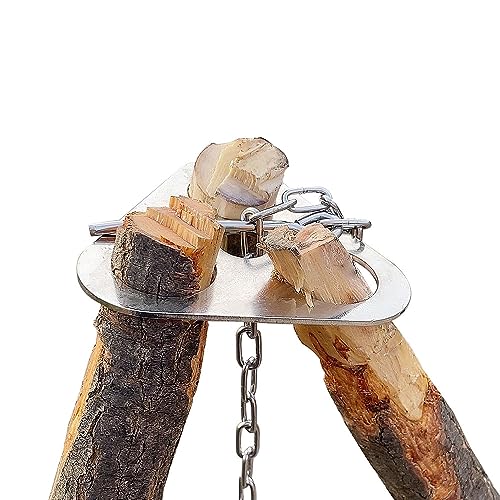 Stainless Steel Camping Tripod Board,Turn Branches into Campfire Tripod | Campfire Support Plate with Adjustable Chain for Hanging Cookware,Rustproof,Portable Camping Gear - color: Standard