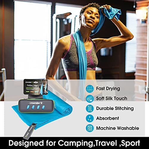 4Monster Camping Towel Super Absorbent-Quick Dry Microfiber Towel Ultra Compact & Soft-Travel Towel Lightweight for Backpacking,Hiking,Gym,Beach,Swimming,Yoga - color: Blue, size: 31.50" x 15.70"