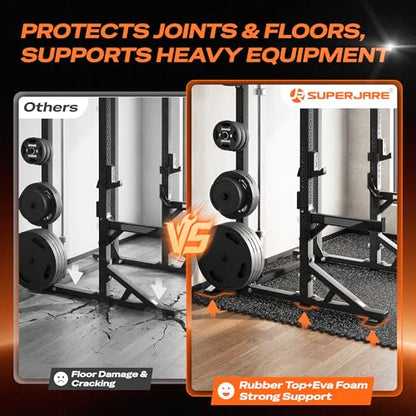 SUPERJARE 30" x 30" Larger Rubber Top Exercise Equipment Mats, 0.56" Thick 4PCS 25 Sq Ft High-Density EVA Foam Interlocking Gym Flooring, Big Workout Mat for Home Gym, Floor Protection, Black/Grey - size: 4 Tiles (25 Sq Ft)