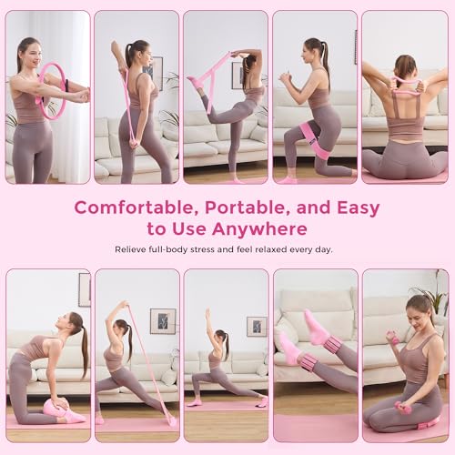 Home Pilates Kit Pilates Equipment Set for Women, Pilates Essentials Kit - color: Pink - 13 Pieces Kit