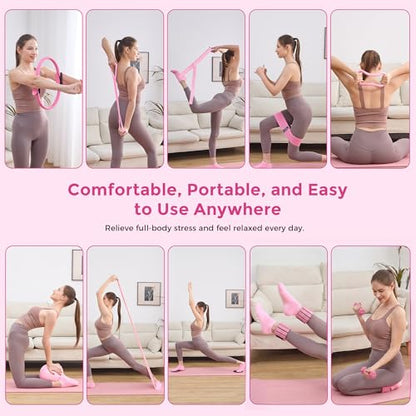 Home Pilates Kit Pilates Equipment Set for Women, Pilates Essentials Kit - color: Pink - 13 Pieces Kit