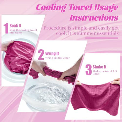 4 Pack Cooling Towels, Soft Breathable Cooling Towels for Neck and Face - color: Light Blue/Green/Pink/Grey
