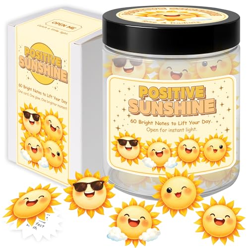 Positive Sunshine Jar - 60 Positive Affirmation Cards for Women & Mom Gifts | Emotional Support & Yellow Sunshine, Motivational Uplifting Positivity for Coworkers/Friends/Boyfriend/Girlfriend, Teen Girls - color: KAT - KIEN - Positvie shunshine