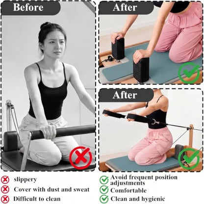 QCWN Non-Slip Pilates Reformer Mat Cover, 39" x 24" Pilates Machine Towel with Headrest Cutout, 0.8mm Sweat-Wicking Micro-Suede Foldable Mat for Female Pilates Enthusiast Exercise Matfor Pilate Training Yoga - color: Navy Blue