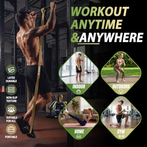 LEEKEY 5-Level Pull Up Assistance Bands Full-Body Training | Resistance Bands with Grip、Door Anchor Physical Therapy Home Gym Workouts Strength Bands for Senior/Adults - style: 5-125LBS GREEN