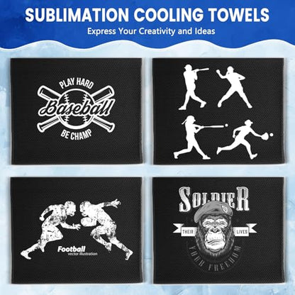 Hosuly 150 Pack Cooling Towels Bulk 40 x 12 Inch Large Chilly Breathable Sweat Sports Cold Towels Sublimation Microfiber Ice Neck Rag for Hot Weather Workout Gym Team Gift (Black) - color: Black