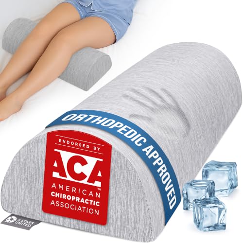 5 STARS UNITED Knee Pillow for Back Sleeping – Large Half Moon Bolster Pillow for Legs, Under Knee Pillow for Sleeping on Back, Memory Foam Leg Pillow for Back Pain, Arctic Gray - color: Arctic Gray, size: Large