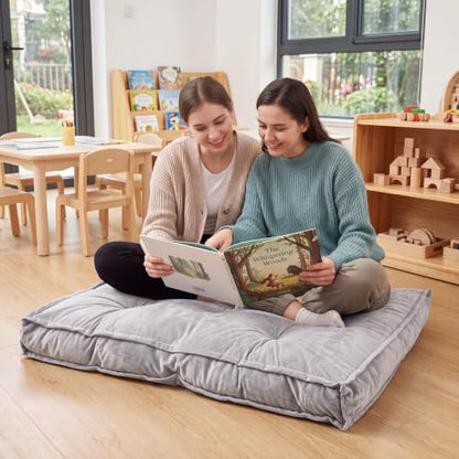 Jerify 40x30x 5 Floor Pillow Cushions for Adults Large Square Floor Pillow for Meditation, Plush Tufted Seating Pad for Back to School Dorm Living Room Balcony Tatami(Gray)