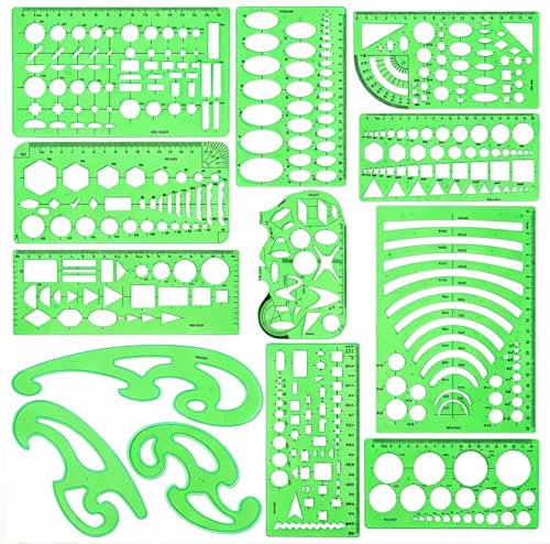 SenseYo 13 Pack Drawings Templates Stencil, Circle Template for Geometric Drawing Stencils, Plastic Clear Circle Stencils Architecture Supplies Drafting Tools for Office, Studying, Designing - size: 13 pcs