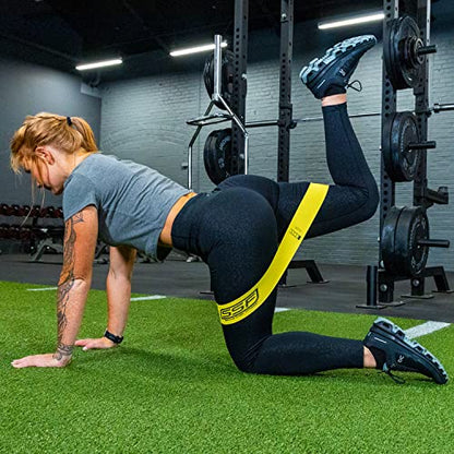 Serious Steel Fitness 패브릭 미니 루프 미끄럼 방지 저항 밴드 세트 | 워밍업, 물리 치료, 둔근 훈련, 속도 및 민첩성 운동 밴드 - color: 레벨 1 - X-라이트 (옐로우)
