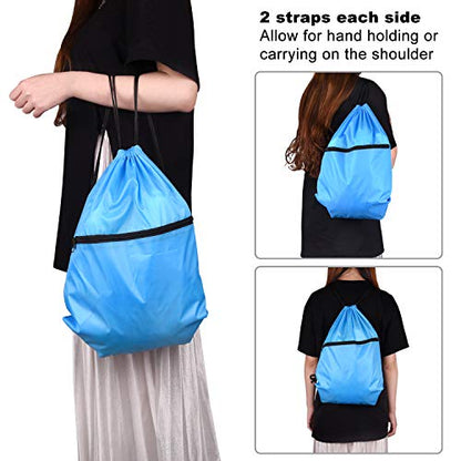 KUUQA 12Pcs Drawstring Bag Sports Gym String Backpack Bulk Cinch Bag - color: Colorful