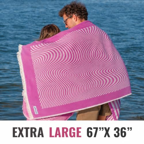 Turkish Beach Towel - 100% Organic Cotton - Soft, Quick-Dry, Sand Proof, Prewashed - Lightweight & Oversized for Beach, Pool, Yoga, Bath, Travel, Gym, Throw - Amethyst (Purple) - color: Purple