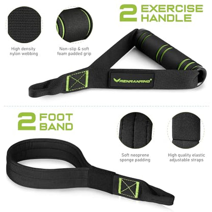 Pilates Bar Kit with 6 Latex Resistance Bands, Adjustable Exercise Bar - color: Green
