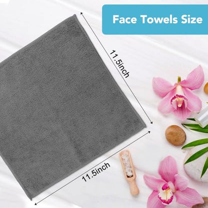 Orighty Wash Cloths, Face Towels 12x12 Inch 20 Pack - color: Grey