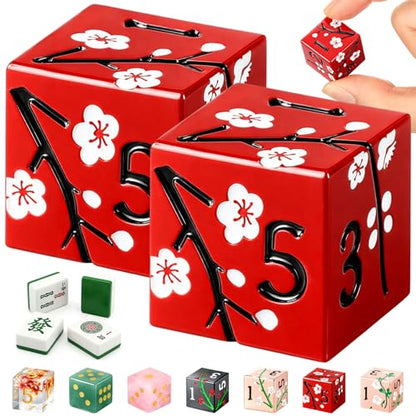 2 Pcs Mahjong Dice Metal, Classic, Red | D6 Mah Jong Dice,Standard Size Mahjong Dice, Durable Material, Replacement for Lost Dice, Board Game Mahjong Supplies - color: Red, size: Classic