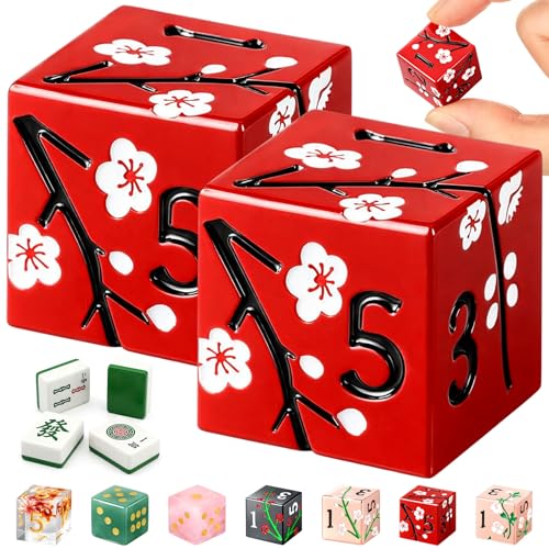 2 Pcs Mahjong Dice Metal, Classic, Red | D6 Mah Jong Dice,Standard Size Mahjong Dice, Durable Material, Replacement for Lost Dice, Board Game Mahjong Supplies - color: Red, size: Classic