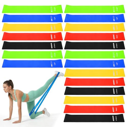 20 Pcs Resistance Bands for Women Men, Different Resistance Levels Loop Exercise Bands, Stretching, Workout, Home Gym Equipment for Pilates Yoga Physical Therapy, Leg Glute Arm Exercise Kit