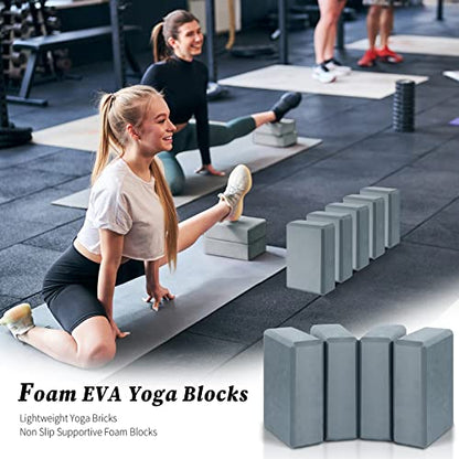 4 Pack Foam Yoga Blocks, Soft EVA Exercise Block Non Slip Grey
