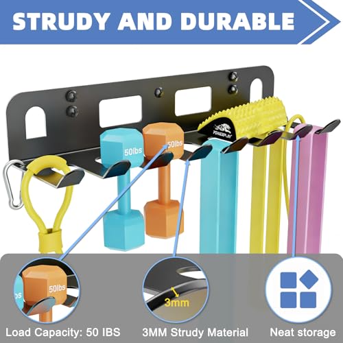 Multi-Purpose Gym Equipment Storage Rack for Resistance Bands
