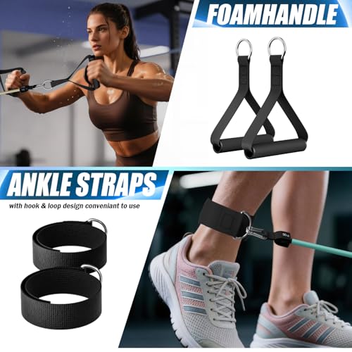 WHATAFIT Resistance Bands with Handles, 5-Level Exercise Bands for Workout - color: Green Blue