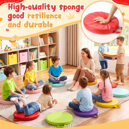 Gerrii 12Pcs Floor Cushions for Classroom,15 in Extra Thick Flexible,Multi - color: Multicolor