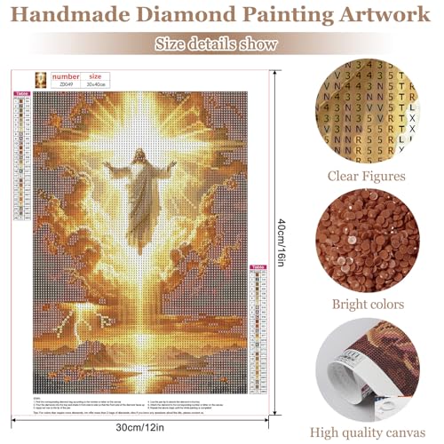 MAXBYE Diamond Art, God Ascending 5D Diamond Painting for Adults & Kids, Full Drill DIY Gem Art Craft Kit, Relaxing Hobby Wall Decor for Home 12x16in - color: ZD049