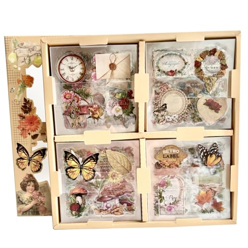 TIYPKE 508pcs DIY Aesthetic Scrapbooking Supplies Kit - Vintage Junk Journal Kit Mystical Jungle Journal Stickers for Journaling Plant Butterfly Flower Mushroom Insect Stickers Stuff for Adult
