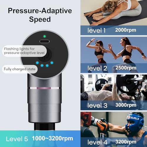 arboleaf Mini Massage Gun Deep Tissue with Metal Heads, Muscle Massager - color: Lightgray