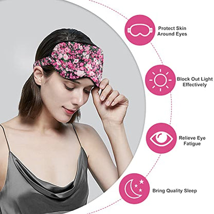 OLESILK 100% Natural Mulberry Silk Sleep Eye Mask Block Out Light, Fashion Printed Eye Mask Blindfold for Women Men Full Night Sleeping, Chic Eye Cover Eyeshade, Pattern 3 - color: Pattern 2