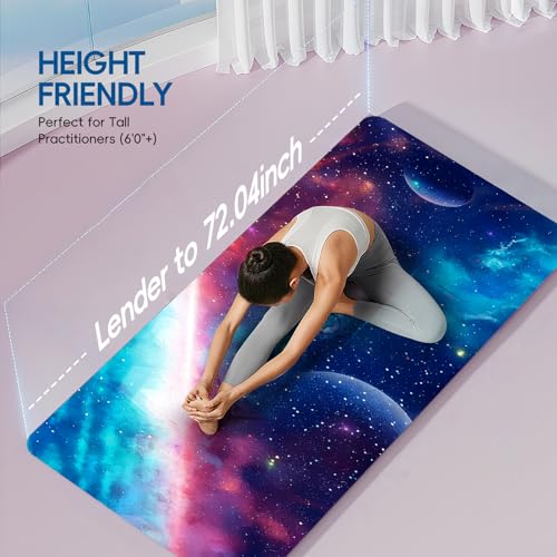 TPE Yoga Mat, 27x72 Inch, 5mm Thick, Non-Slip Surface for Tall People, Pilates, Meditation, Home Workout, Sweat-Resistant - color: Space Blue