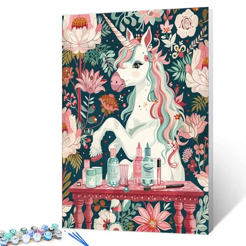 Tucocoo Cute Unicorn Paint by Numbers for Beginners Pink Paint by Number for Ages 8-12 Woodland Animal DIY Acrylic Oil Painting Colorwork Paintwork Ideal Gift Choice 16x20 Inches （Without Frame ） - color: Artwork-17, size: 16''x20''(Without Frame)
