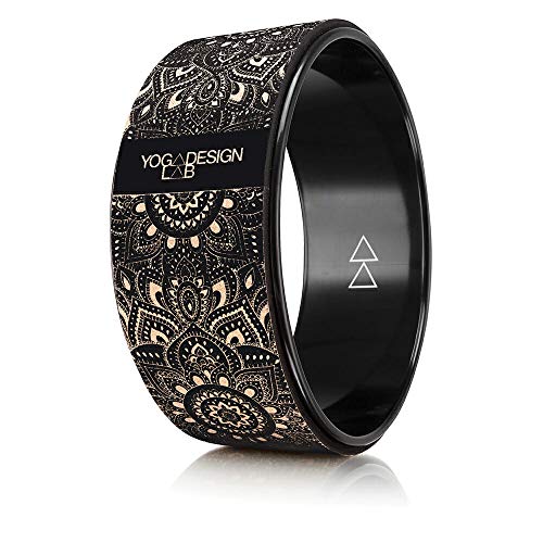 YOGA DESIGN LAB | THE YOGA WHEEL | Eco Printed, Extra Strength, Padded, Dharma Exercise Wheel | Designed in Bali | Enhance Your Postures and Stretch Deeper (Mandala Black,)