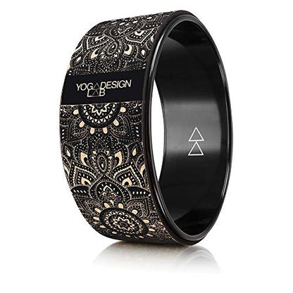 YOGA DESIGN LAB | THE YOGA WHEEL | Eco Printed, Extra Strength, Padded, Dharma Exercise Wheel | Designed in Bali | Enhance Your Postures and Stretch Deeper (Mandala Black,)