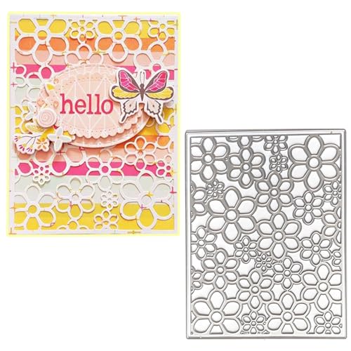 3D Frame Cutting Dies Background Dies Cut Grid Flowers Metal Stencils for Card Making Album Arts DIY Craft Embossing Template Scrapbooking Album Decor (Covered with Flowers-14x10.9cm) - style: Flowers Frame