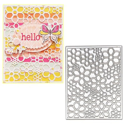 3D Frame Cutting Dies Background Dies Cut Grid Flowers Metal Stencils for Card Making Album Arts DIY Craft Embossing Template Scrapbooking Album Decor (Covered with Flowers-14x10.9cm) - style: Flowers Frame